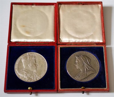 Lot 246 - 2 x Commemorative Medals: Diamond Jubilee 1897 official RM issue large (56mm) silver medal by...