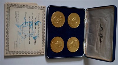 Lot 248 - Churchill Commemorative Medals, a set of 4 x medals issued by Pinches, undated but struck in...