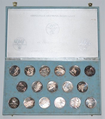 Lot 249 - Germany, a Full Set of 17 x Silver Medals, Munich Olympics 1972 official commemorative issue struck