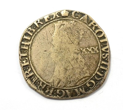 Lot 3 - Charles II, Hammered Halfcrown, 3rd issue MM crown both sides & mark of value, obv. bust weak Fair