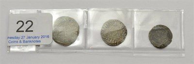 Lot 22 - 3 x Miscellaneous Hammered Silver Coins comprising: Richard I Anglo-Gallic denier Poitou Mint, obv.