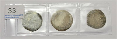 Lot 33 - 3 x Hammered Shillings comprising: Edward VI, 2nd issue base silver MDXLIX, bust 4, MM worn,...