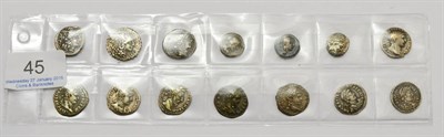 Lot 45 - 14 x Roman Silver Coins comprising: Roman Republic, 3 x denarii: (1) anonymous, obv. head of...