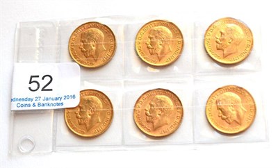 Lot 52 - George V, 6 x Sovereigns, all 1911 AVF to GVF