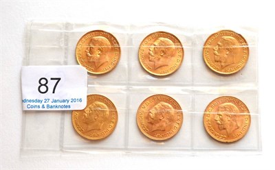 Lot 87 - George V, 6 x Pretoria Mint Sovereigns: 1925SA, 1927SA, 1928SA, 1929SA, 1931SA & 1932SA VF or+