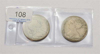 Lot 108 - 2 x Crowns: William III 1696 (OCTAVO) 1st draped bust, minor metal flaws & regnal year woirn,...