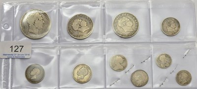 Lot 127 - 10 x Miscellaneous Pre-Victoria Silver Coins comprising: crown 1820 LX, 2 x halfcrowns: 1818 & 1819