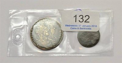 Lot 132 - William & Mary Halfcrown 1689 PRIMO 1st busts, 1st crowned shield, crown with pearls, caul &...