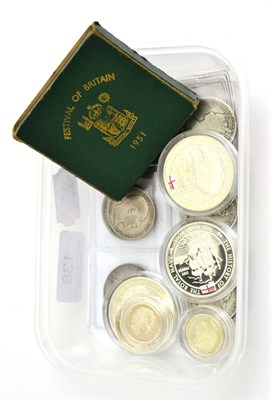 Lot 136 - Miscellaneous English Silver Coins comprising: 2 x crowns: 1935 & 1937 GVF to AEF, 4 x...