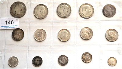 Lot 146 - 15 x Miscellaneous English Silver Coins comprising: halfcrown 1877 bust Fair o/wise VG, 3 x...