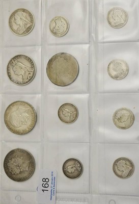 Lot 168 - 6 x Miscellaneous English Silver Coins comprising: 2 x crowns: 1819 LIX edge pinholes at 9 & 3...