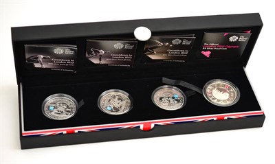 Lot 187 - A Set of 4 x Silver Proof Crowns 'Countdown to London 2012' comprising: 2009 rev. 'Swimming,'...