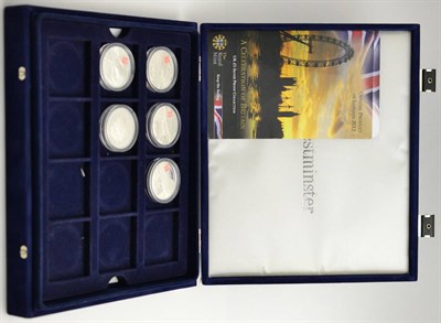 Lot 192 - 17 x Silver Proof £5 2009-2010 from the series 'A Celebration of Britain' & comprising: 5 x 'The