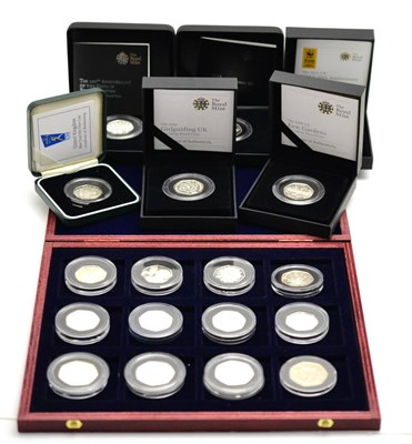 Lot 197 - 6 x Silver Proof 50p comprising: 1998 'NHS,' 2009 'Kew Gardens,' 2010 'Girl Guides,' 2011 '50th...