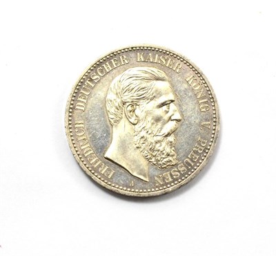 Lot 212 - Prussia, Silver 5 Marks 1888A, obv. bust of Friedrich III, minor obv contact marks o/wise...