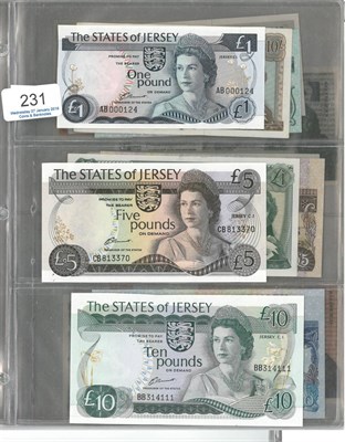 Lot 231 - Channel Islands, a Collection of Banknotes comprising: Jersey: 10 shillings (prefix C, 1963), 2...