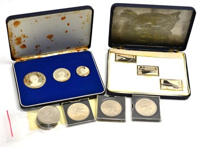 Lot 241 - 2 x Sets of Commemorative Silver Medals comprising: (1) a set of 3 x replica stamps  (4d, 9d &...