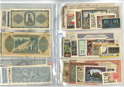 Lot 242 - A Collection of Foreign Banknotes comprising: Germany 19 x different Notgeld, Gutscheine etc,...