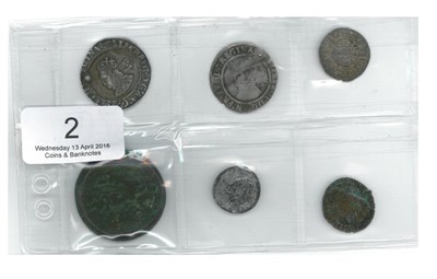 Lot 2 - 6 x Miscellaneous Hammered Coins comprising: Elizabeth I, 2 x Sixpences: (1) 1561 3rd/4th issue...