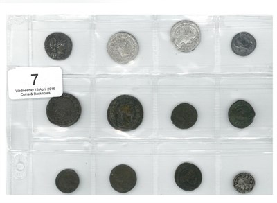 Lot 7 - 12 x Roman Silver, Billon & Bronze Coins comprising: Roman Republic: silver denarius of...