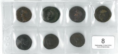 Lot 8 - Roman Imperial, 7 x Copper & Billon Coins comprising: Divus Augustus copper as,  issued by Tiberius