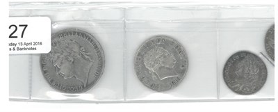 Lot 27 - 6 x pre-Victoria Silver Coins comprising: crown 1821 SECUNDO edge pinholes at 9 & 3 o'clock,...