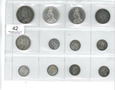 Lot 42 - Victoria, 12 x Jubilee Head Silver Coins comprising: crown 1887 AFine, 2 x double florins 1887R...