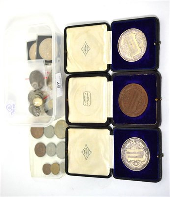 Lot 57 - Miscellaneous Coins & Medals comprising: 15 x foreign silver coins (weight 61.5g) including...