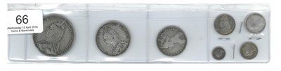 Lot 66 - Victoria, 7 x Silver Coins comprising: crown 1889, halfcrown 1887JH scratches in obv. field, florin