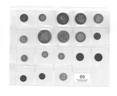 Lot 69 - 18 x Foreign Silver Coins comprising: USA 2 x dimes: 1829 toned VF & 1877s, rev. dig or small...