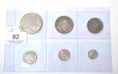 Lot 82 - Edward VII, Silver Set 1902, 6 x coins comprising: crown minor contact marks/edge imperfections...