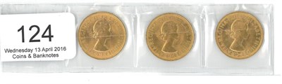 Lot 124 - 3 x Sovereigns: 1957, 1958 & 1959 AEF to EF