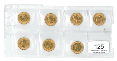 Lot 125 - 7 x Sovereigns: 1962, 1963, 1964, 1965, 1966, 1967 & 1968, minor contact marks, generally AEF or+