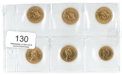 Lot 130 - 5 x Sovereigns: 1976, 1979, 1980, 1981 & 1982 & half sovereign 1982 AEF to EF