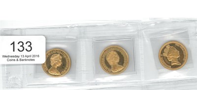 Lot 133 - 3 x Proof Sovereigns: 1981, 1984 & 1985, minor handling marks o/wise FDC