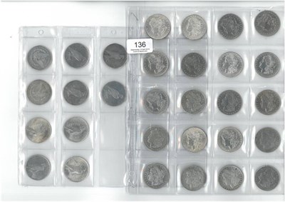 Lot 136 - USA, 30 X Silver Dollars comprising: 22 x 'Morgan:' 1878, 1878s, 1879o, 1880, 1883o, 1883,...