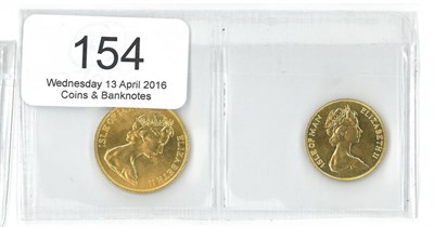 Lot 154 - Isle of Man Gold Sovereign 1973, 8.06g & gold half sovereign 1973 4.02g, both .917 gold, ABU