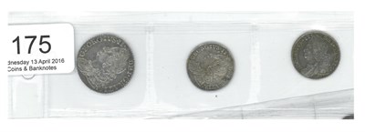 Lot 175 - George II Shilling 1758 flawless edge & surfaces, lustrous VF to GVF & 2 x sixpences: 1757 lustrous