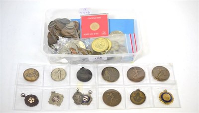 Lot 195 - Miscellaneous Lot comprising coins, sports medals etc & including: £0.92½ face value...