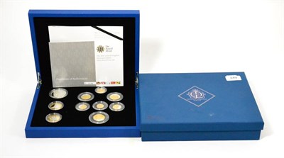 Lot 249 - Diamond Jubilee Silver Proof Set 2012, 10 coins £5, 2 x £2, £1, 50p, 20p, 10p, 5p, 2p...