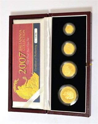 Lot 250 - Britannia 4-Coin Gold Proof Collection 2007 comprising: £100 (34.05g), £50 (17.08g),...