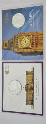 Lot 261 - 2 x Silver £100 Coins 2015, different revs (Big Ben & Buckingham Palace), each 40mm, 62.86g...