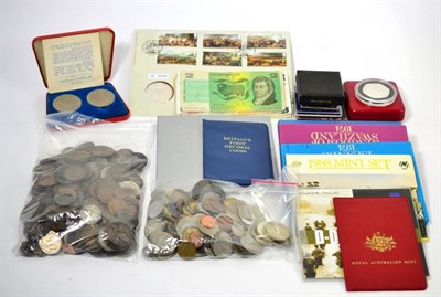 Lot 262 - Miscellaneous English & Foreign Coins comprising: proof set 1977, CuNi £5 2000 'Millennium,'...