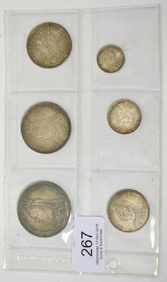 Lot 267 - Victoria, a Set of 6 x Jubilee Head Silver Coins comprising: crown 1887 good edge & surfaces,...