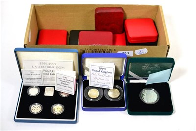 Lot 278 - A Collection of UK Silver Proof Piedforts comprising: £5 2000 'Queen Mother Centenary,' 5 x...