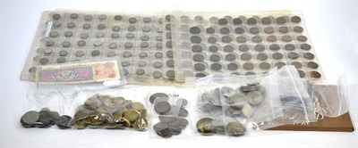 Lot 279 - Miscellaneous Lot including: 156 x silver threepences, approximately 200 farthings, mostly George V