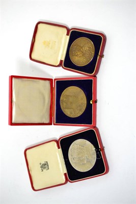 Lot 286 - 3 x Official Commemorative Medals: (1) Coronation 1902 large bronze (56mm) by de Saulles, obv....