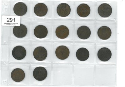 Lot 291 - Ireland, 17 x 18th Century Halfpenny Tokens comprising: Dublin no date D14a(x2), 1795 D15, no...