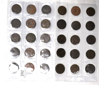 Lot 292 - A Collection of 42 x English 18th Century Halfpenny Tokens comprising: Lowestoft (Suffolk) 1793...