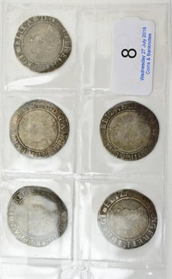 Lot 8 - Elizabeth I, 5 x Shillings: (1) First Issue MM lis, wire line & beaded inner circles; no bust...